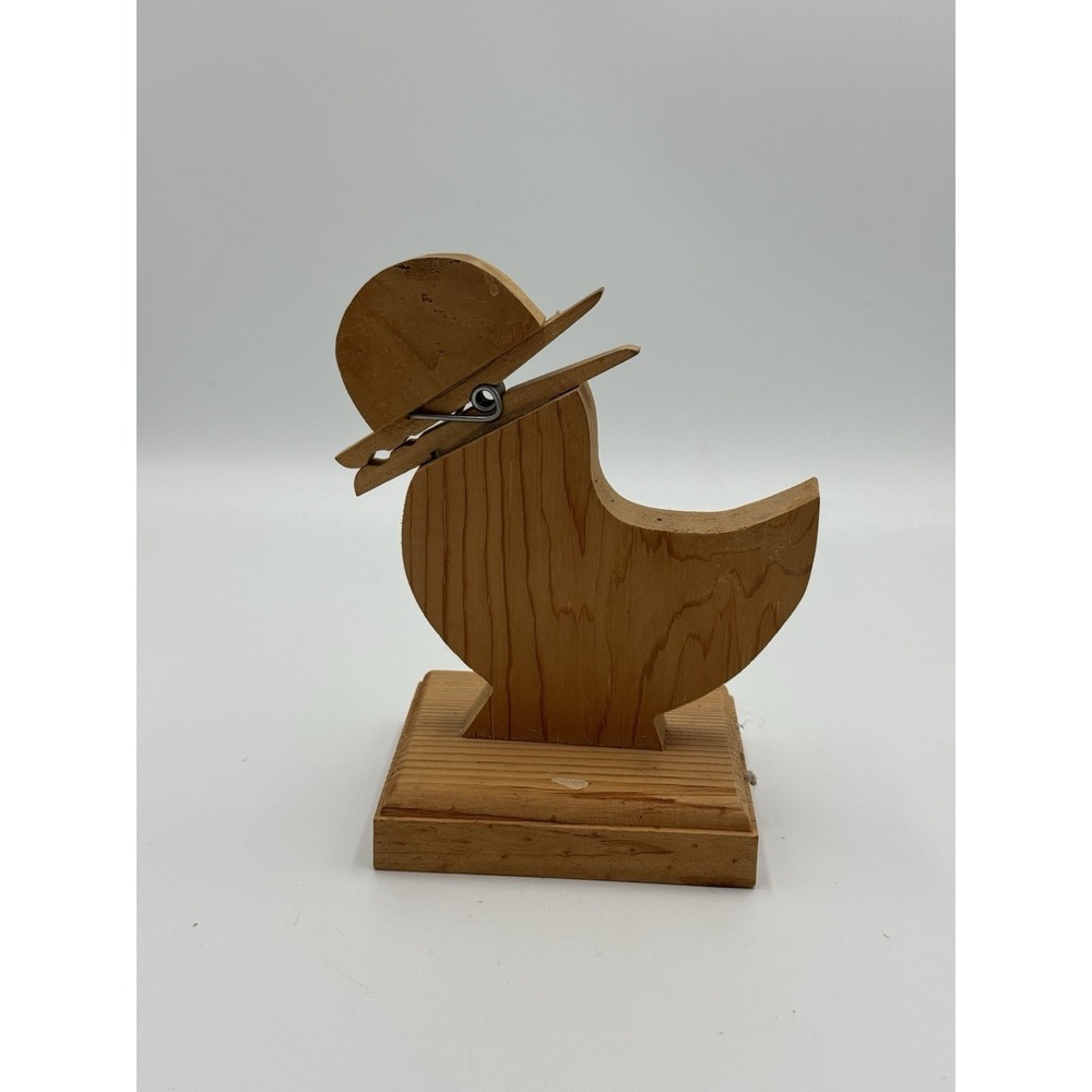Vintage‎ Wooden Duck Bird Chicken Clip Recipe Card Holder